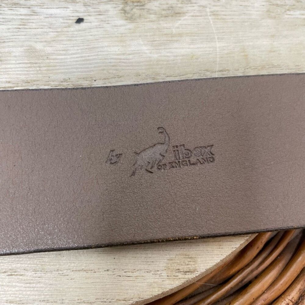Ibex Vintage Distressed Leather Belt with Metal Buckle Cowhide England Size 34 - Picture 3 of 6